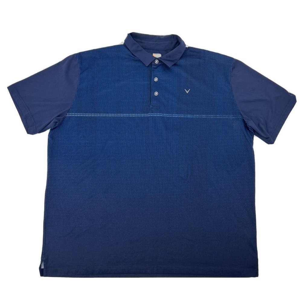 Callaway Shirt‎ Men's XXL Blue Geometric Opti-Dri Short Sleeve Polo Golf